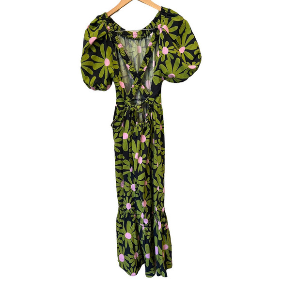 TOPSHOP Cotton Bold Daisy Cross Back Poplin Midi Dress (US/6) - Picture 5 of 8